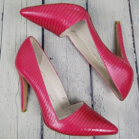 ALICE + OLIVIA | embossed leather high heel pumps - Picture 1 of 12